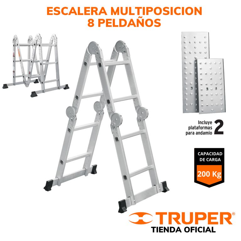 Escalera Multiposición 8 peldañosTruper