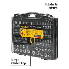 PRETUL - Juego de herramientas dados y puntas 81 piezas