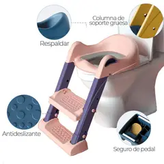 GENERICO - Asiento inodoro escalera de entrenamiento de baño Rosado