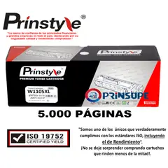 PRINSTYLE - TONER DE 5.000 PÁG 105A CON CHIP- ALTO RENDIMIENTO