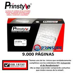 PRINSTYLE - TONER 87A CF287A 9.000 PÁG. ISO RENDIMIENTO 19752