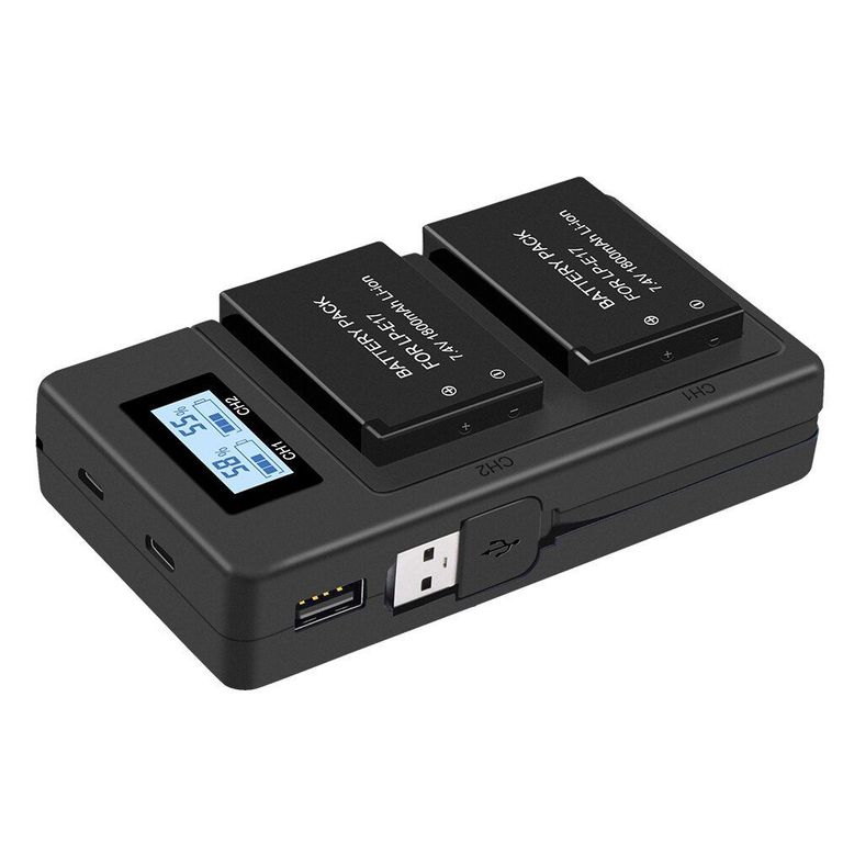 Cargador LP-E17 Doble con Pantalla