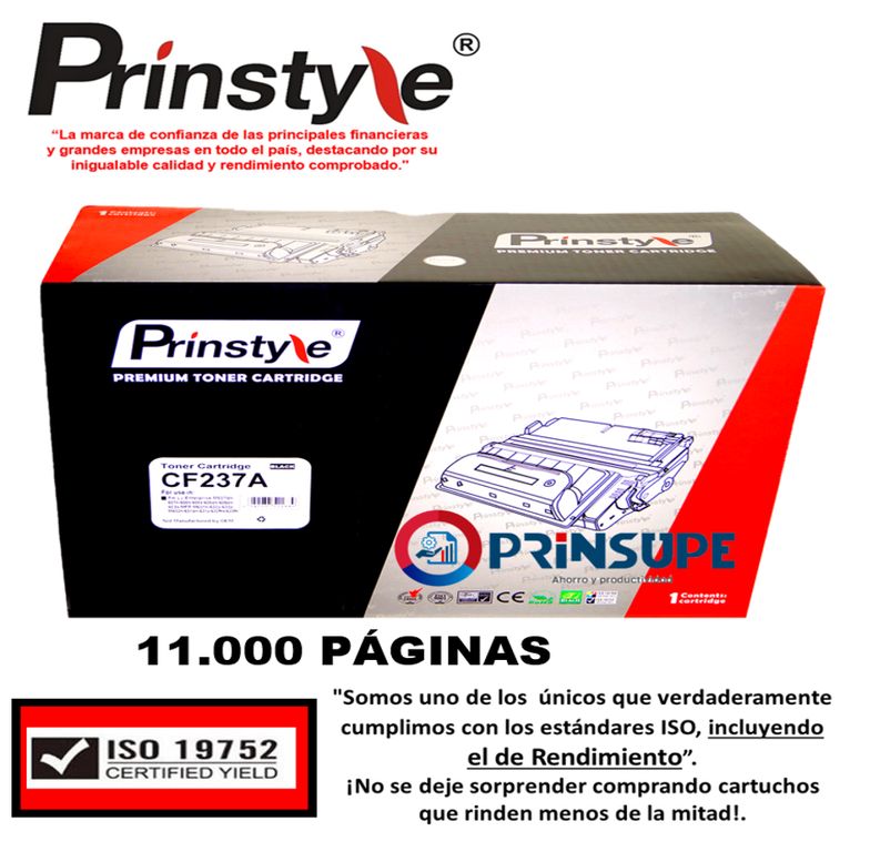 TONER PRINSTYLE 37A CF237A 11.000PÁG. CON CHIP ISO RENDIMIENTO 19752