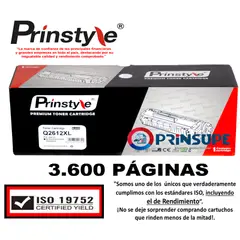 PRINSTYLE - TONER DE 3.600 PÁG. 12A Q2612A -ALTO RENDIMIENTO-