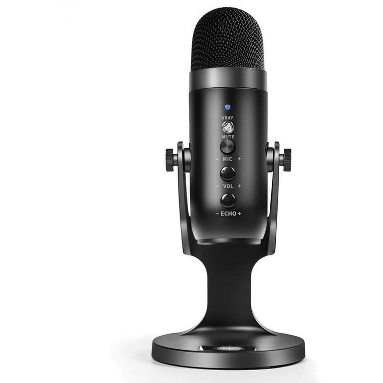 Microfono condensador MU900 USB soporte base estudio pc