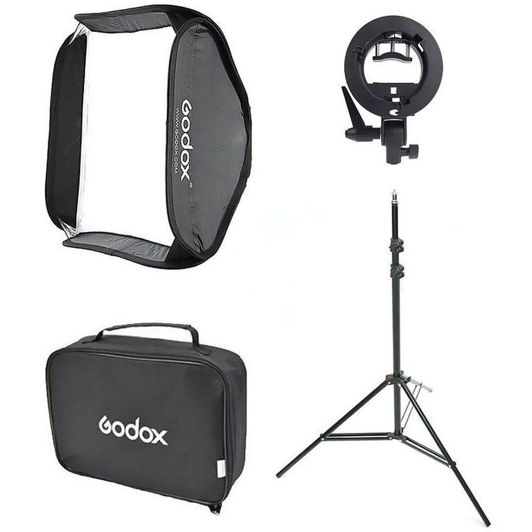 Kit Softbox 60x60cm Bracket tipo S Estuche y soporte Trípode