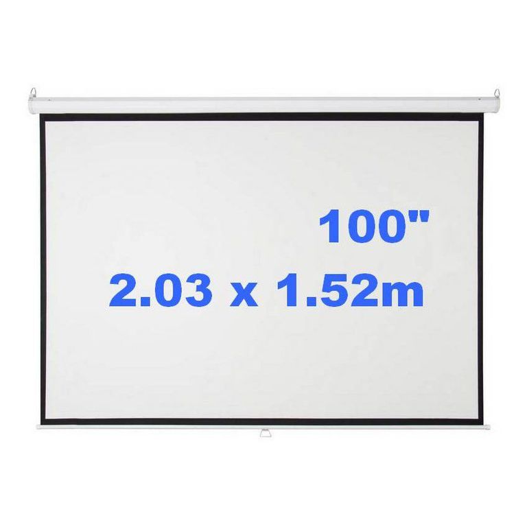 Pantalla Ecran Manual Retráctil 100 Pulgadas 2.03 x 1.52m Techo Pared