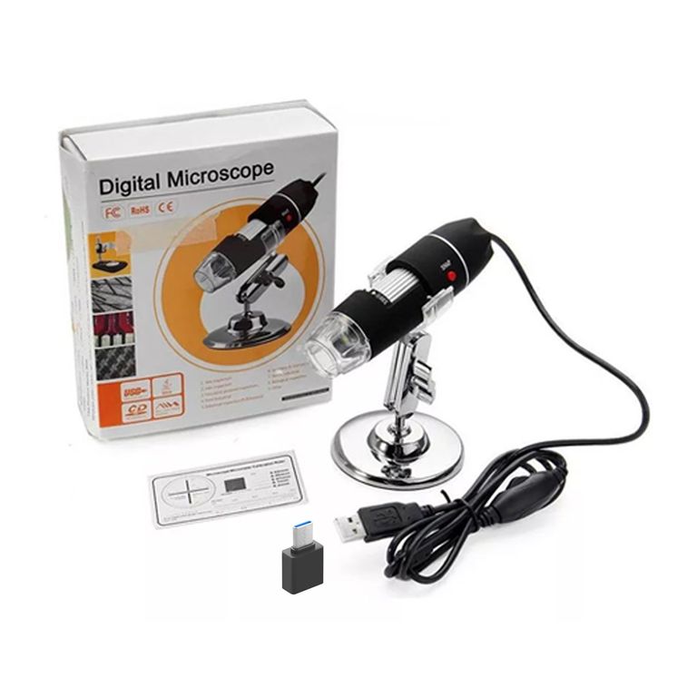 Microscopio digital usb 1600x 8 led camara 2mp