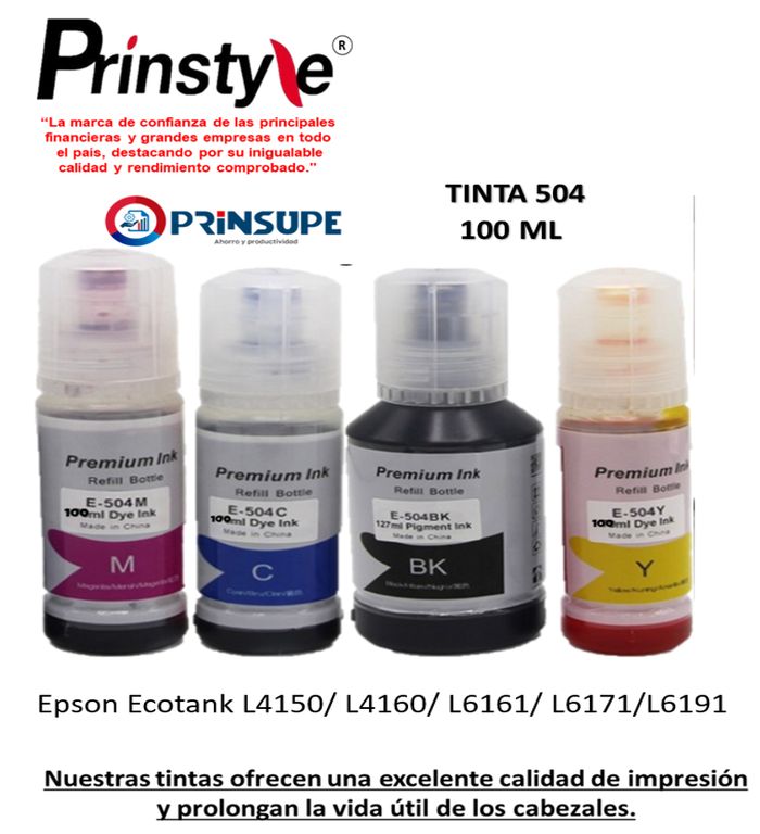 TINTA 504 KIT X4 P/ EPSON 100ML +1TINTA DE REGALO -COMP. PRINSTYLE