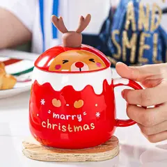 INSPIRA - Taza mug cerámica con tapa decoración navideña regalo Año Nuevo
