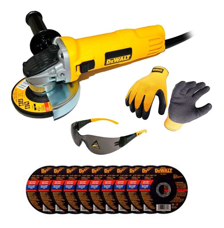 Amoladora dwe4020si 800w + guantes lentes + 10 discos