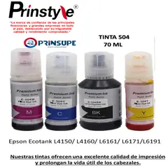 PRINSTYLE - PACK DE TINTAS 504 EPSON (4 COLORES) COMPATIBLE 70ML