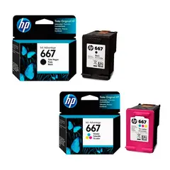 HP - Pack de Tinta 667 Negro y Color