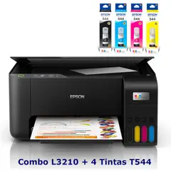 EPSON - Impresora L3210 + 4 Tintas T544 adicionales