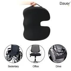 DAUER - Cojin Asiento con Gel Tech + Bambu Ortopedico Negro con Asa Lateral
