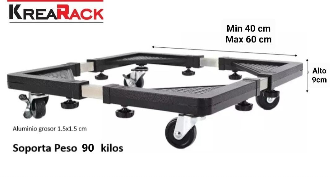 Base Ajustable con Ruedas Para Lavadora Refri etc