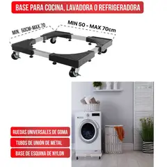 GENERICO - Base grueso a Rueda regulable para Lavadora 200kg
