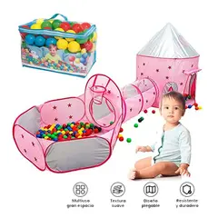 GENERICO - Castillo Mágico con Túnel y Piscina 3 En 1 +100 Pelotas