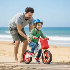 GENERICO - Bicicleta de Balance de Madera sin Pedal Color Rojo