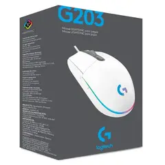 LOGITECH - Mouse Gamer G203 RGB Lightsync 6 botones Blanco