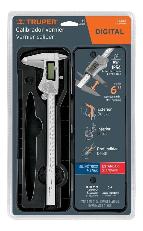 Calibrador vernier digital 6 acero inoxidable STD y mm