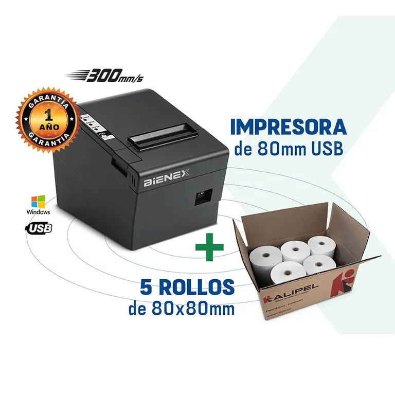 Impresora ticketera termica 80mm USB