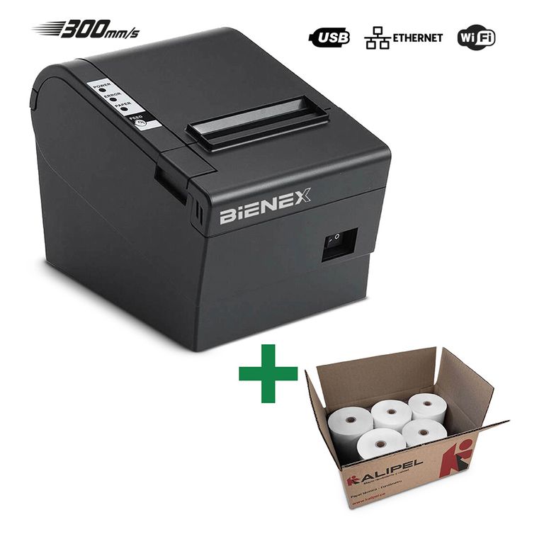 Impresora ticketera termica 80mm Ethernet LAN WIFI USB Y PAPEL