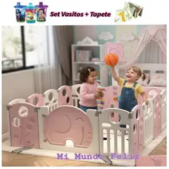 BABY - Corral para Niños Cerco Plegable Parque de Juegos Rosa