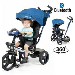 BABY - Triciclo para Niños Musical 2025 Asiento Giratori Gold Blue