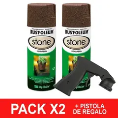 RUST OLEUM - Pack Pintura Aerosol Acabado Piedra Marrón 340g x2 Pistola
