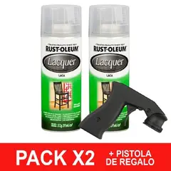 RUST OLEUM - Pack Pintura Aerosol Laca Transparente 312g x2 Pistola