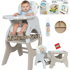BABY HAPPY - Silla de Comer para Bebe Carpeta Beige Plato Lego Biberon