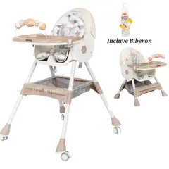 STOKKER BABY - Silla de Comer Plegable Alta y Baja Deluxe Beige 2025
