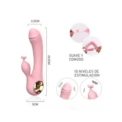 GENERICO - Consolador Vibrador Punto G Conejo Doble Climax Orgasmo Aleatorio