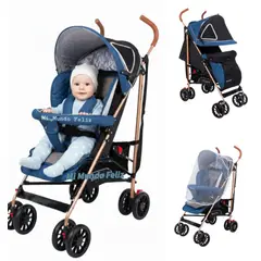 BABY HAPPY - Coche Baston de Bebe con Cubrepies Azul