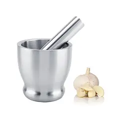 GENERICO - Mortero de Acero Inoxidable 304 L Base Redondeada - Ichimatsu