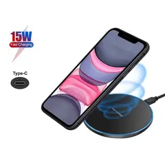 GENERICO - Cargador Inalámbrico Qi 15w Carga Rápida Tipo C Fast Charge