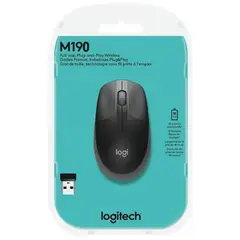 LOGITECH - Mouse M190 Inalambrico Ergonómico USB Negro