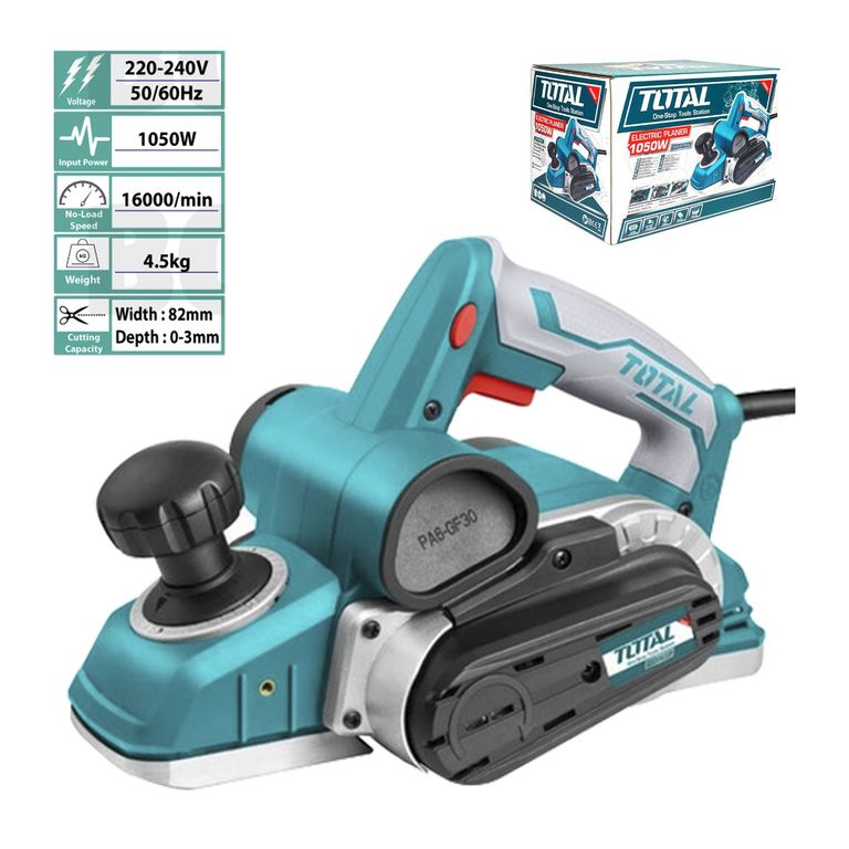 CEPILLO ELÉCTRICO 1050W CARPINTERIO GARLOPA 82MM TOTAL - TL1108236
