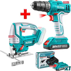 TOTAL TOOLS - COMBO 20V SIERRA CALADORA TALADRO ATORNILLADOR INALÁMBRICO TOTAL