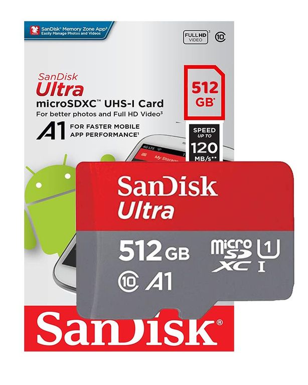 Ultra A1 Memoria Micro SD 512GB 120Mbps Clase10