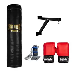 URBAN FIT - SACO D BOX LLENO 1.20 M + GUANTES + VENDAS +SOPORT + CADENAS