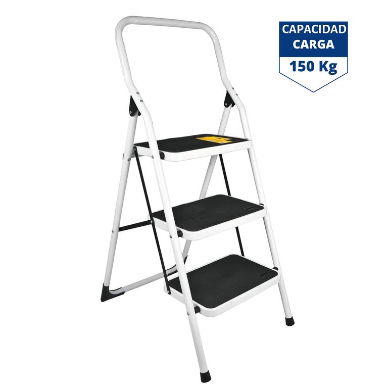 Escalera tijera 3 peldaños acero, plegable -