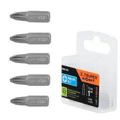 TRUPER - Puntas para taladro atornillador phillips ph2, 1" 5 piezas,