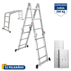 TRUPER - Escalera multiposición 12 peldaños soporta 200kg -