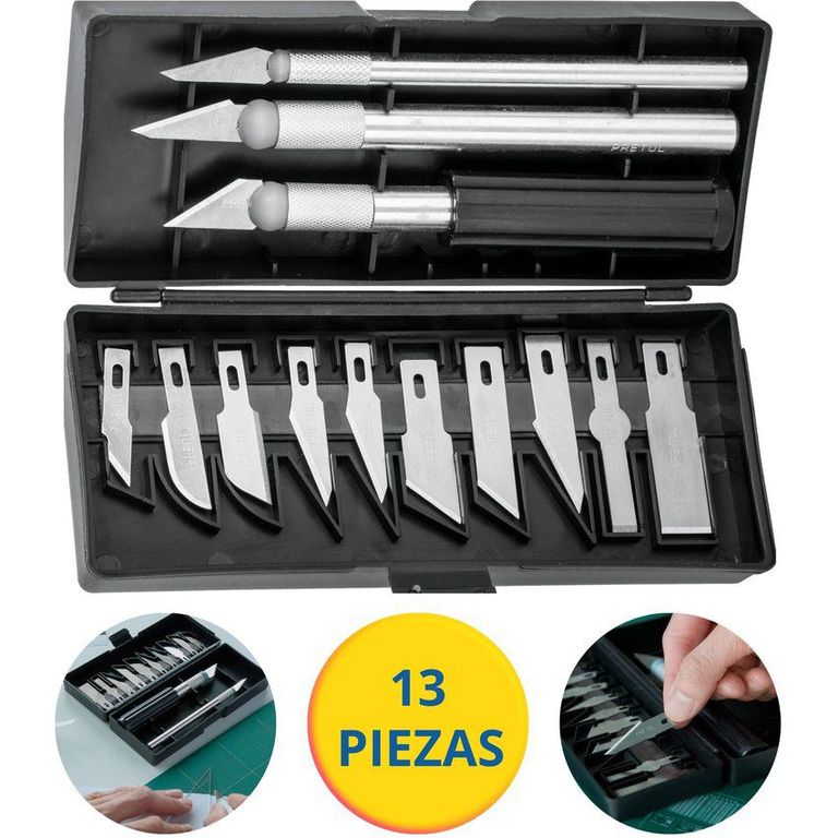 Juego cutter precisión cuchilla exacto tipo bisturí hobby 13pzs