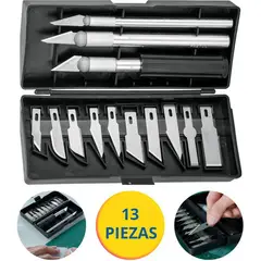 PRETUL - Juego cutter precisión cuchilla exacto tipo bisturí hobby 13pzs