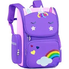ITELSISTEM - Mochila Unicornio Niños Escolar Kawai Premiun Purple