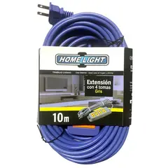 HOME LIGHT - Extensión eléctrica vulcanizado 10 Metros 4 Tomas Gris