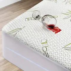 ISATEX HOME - Funda Impermeable De Colchón De Bambú Con Cierre 1,5 plazas